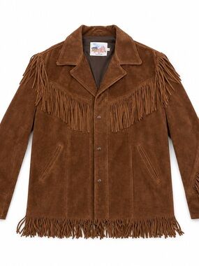Vintage Excelled Brown Suede Leather Fringe Western Jacket Men’s L Made USA